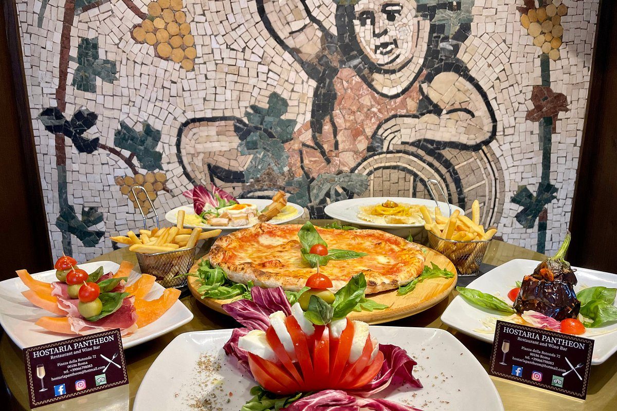 Interno con mosaico e cantina